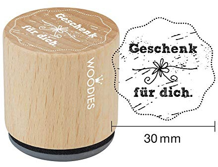Woodies Stempel Geschenk für Dich, Holz, 3,4 x 3,4 x 3,5 cm