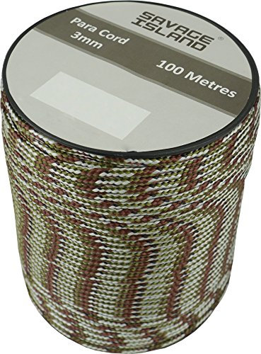 Savage Island 100m Reel Paracord 3mm, 30+Colors | Ideal for Crafting, DIY, Camping, Survival, Outdoor, Gadren | Tactical Cord Rope Roll