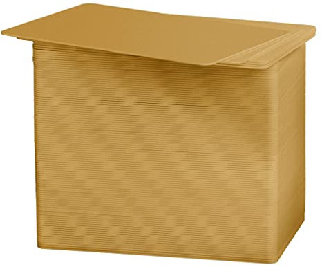 Karteo Plastikkarten blanko gold [100 Stück] Blankokarten EC-Kartenformat für Ausweise Dienstausweise EC- und Bankkarten Gesundheitskarten