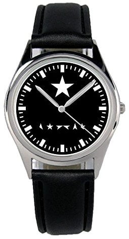 KIESENBERG Armbanduhr Black Star Geschenk Artikel Idee Fan Damen Herren Unisex Analog Quartz Lederarmband Uhr 36mm Durchmesser B-2094