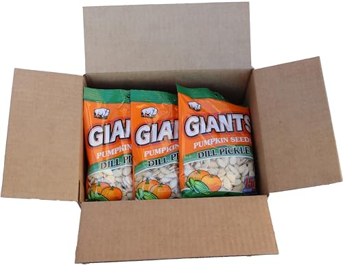 GIANTS Dill Pickle Pumpkin Seeds - Pumpkin Seeds to Eat, Roasted and Salted, Whole Pumpkin Seeds, High Protein Snack with 15g Protein Per Serving - 5.15 oz (Pack of 12)