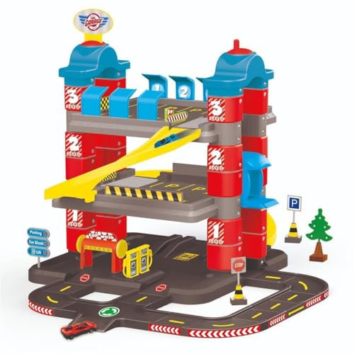 DOLU 3 Level Car Garage with Lift and 2 Diecast Cars