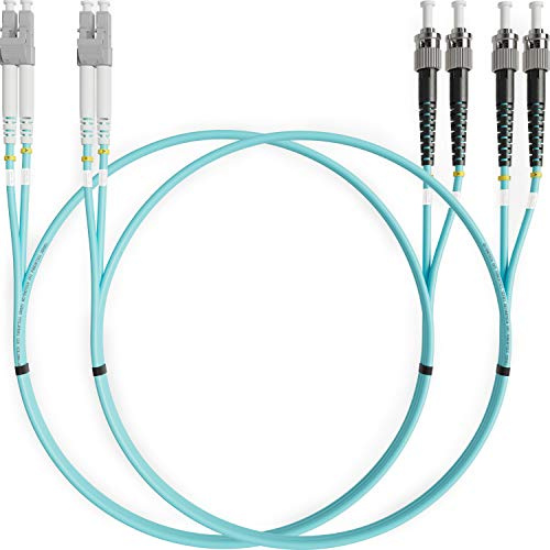 BEYONDTECH Cable de fibra óptica LC a ST OM3 Multimodo Duplex (5 Metros - 2 Unidades) - Latiguillo Doble Fibra Óptica UPC/UPC - 50/125 (LSZH)