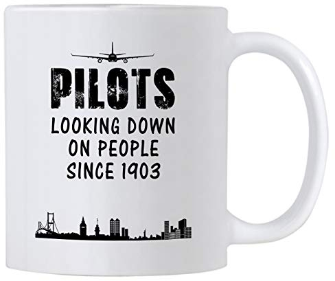 Casitika Tasse mit Flugzeug-Piloten-Motiv, 325 ml, weiße Keramiktasse für Piloten, die seit 1903 auf Menschen schauen, tolle Geschenkidee für Männer und Frauen Chef.