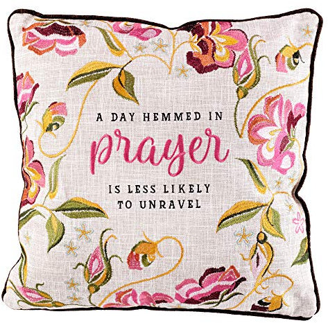 Christian Art Gifts Kissen, gesäumt im Gebet, Bestickt, quadratisch