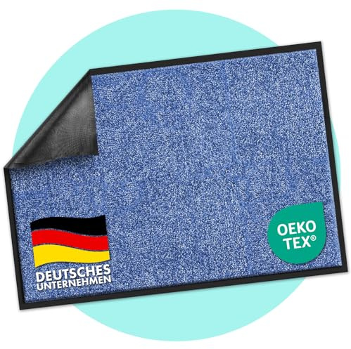 casa pura Schmutzfangmatte Rhine, Fußmatte, Türmatte für Eingangsbereich, Fußabtreter, Türvorleger, Sauberlaufmatte (120x180 cm, Blau)