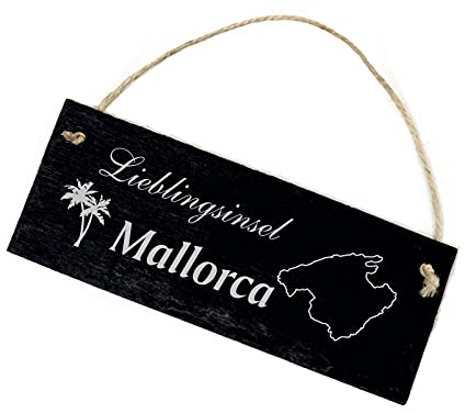 Schiefertafel Lieblingsinsel Mallorca - mit Motiv Palme 22 x 8 cm