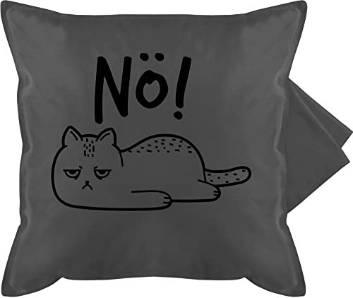Shirtracer Kissenbezug - Kissen - Nö Katze I Lustiges Katzenmotiv I Geschenk Katzenbesitzer I Katzenfan - 50 x 50 cm - Grau - katzenkissen lustig mit sprüche Katzen cat kuschelkissen