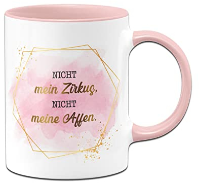 Tassenbrennerei Original Tasse mit Spruch Nicht mein Zirkus nicht meine Affen - Lady Boss Edition im Gold Design - Büro Kaffeetasse lustig Geschenk für Chefin, Arbeitskollegin oder Freundin (Rosa)