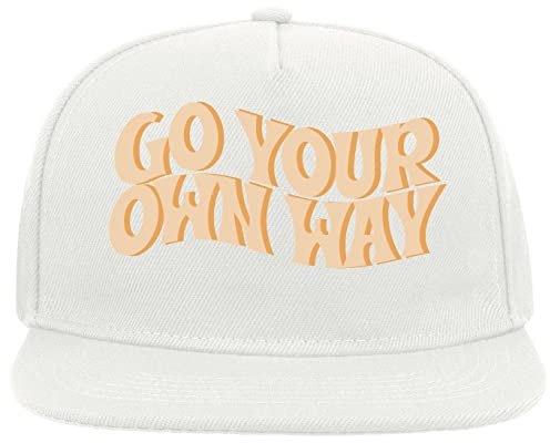 Go Your Own Way Wavy Logo 5 Panel Snapback Flat Visor Cap Hat Baseballmütze Weiß