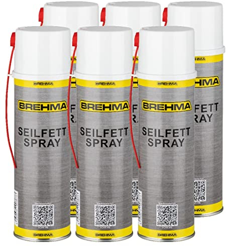 6x BREHMA Seilfett Spray 500ml Fettspray Sprühfett Kettenspray mit Griff