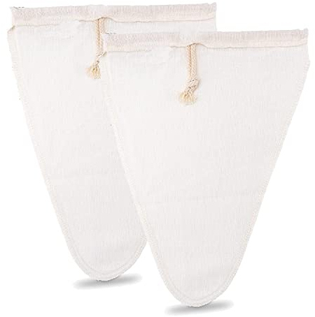 HANFOX Nussmilchbeutel Passiertücher Filtertücher Nussbeutel Milchbeutel Filter Tücher Abseihtuch für Mandelmilch Reismilch Hafermilch Käse Saft Kaffee [2er Set]