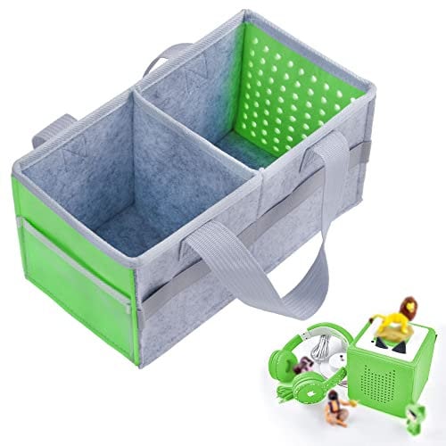 Vicloon Bag for Toniebox Starter Set and Accessories, XL Storage Bag, Travel Carrying Case with Handle (Green)