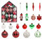 Fouriding Weihnachtskugeln 73pcs Kunststoff Christbaumkugeln Hängende Dekoration für Weihnachtsbaumschmuck (Rot Grün Weiß)