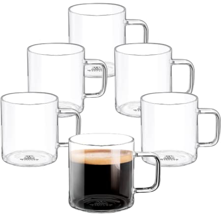 Wilmax | Teegläser & Kaffeegläser mit Henkel | 6er-Set | 300 ml | Gläser für Heiß- und Kaltgetränke | Kaffeebecher | Glühweingläser | Saftgläser | Wassergläser | Glastassen | Spülmaschinenfest