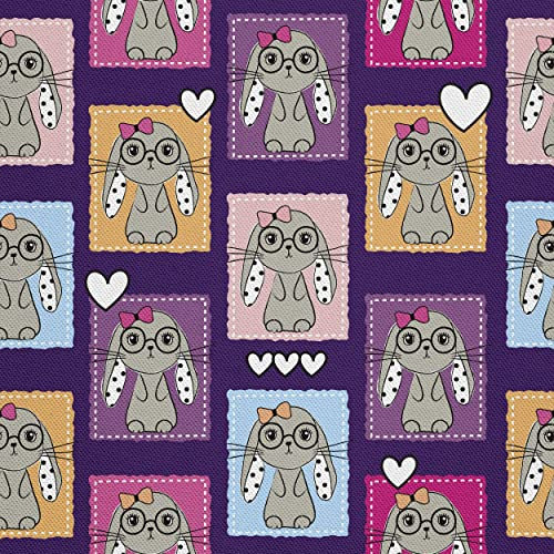 HEKO PANELS Stoff Oxford Wasserdichte Meterware Canvas-Stoff Polyester Stoff Zum Nähen Nähstoffe Möbelstoffe Dekostoffe Handwerken Wasserabweisend Blickdicht Kanninchen Bunny 1 Meter 155 x 100 cm