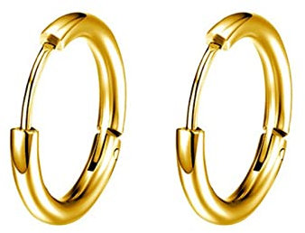 Edelstahl Creolen Damen, Goldene Ohrringe Damen Runde Form 20 MM Endless Herren Ohrringe Cool 20X20MM