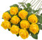 Huspox Fake Roses Artificial Flowers with Long Stem for Decoration Bouquet Wedding Floral Arrangement 10pcs (Yellow)