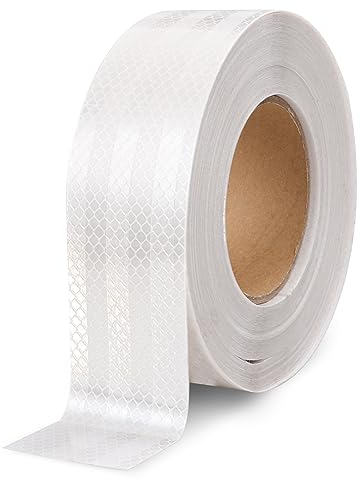 AKOLAFE Reflektorband Selbstklebend Weiß 25m x 5cm Reflektierendes Klebeband PVC Reflektor Aufkleber Wasserdicht Reflektorbänder Langlebig Aufkleber Reflektierendfür Fahrrad, Auto, Lastkraftwagen