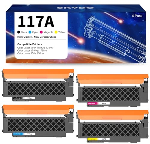 117A Toner Kompatibel als Ersatz für HP 117A Toner Set für Color Laser MFP 178nwg 179fwg 150nw 179fnw 150a 178nw W2070A W2071A W2072A W2073A Tonerkartusche (Schwarz Cyan Gelb Magenta,4er-Pack)