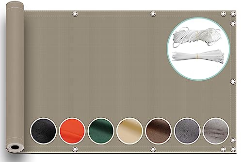 ZQXFZ Balkon Sichtschutz Ohne Bohren 240x900cm terassendeko Oxford-Stoff SchattenküHlung, Staubdicht Balkon Sichtschutz Meterware Zaun Sichtschutz Motiv -Khaki.