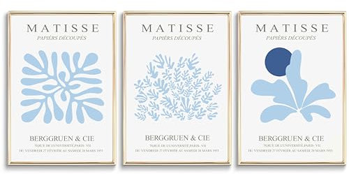 FYARTKJ 3 x blaue Küstenwandkunstdrucke, Küstenenkelin, ästhetische Wanddekoration, Bilder, abstrakt, minimalistisch, Strandhaus, Poster für Schlafzimmer, Wohnzimmer, Galerie, Heimdekoration