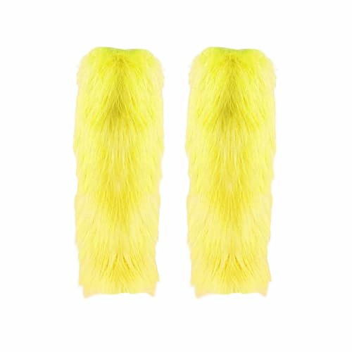 Momolaa Faux Fur Leg Warmers for Women Girls -Furry Leg Warmers Long Boot Cuffs Cover/Boot Sleeves Winter Leggings Boot Toppers Boot Covers Fluffies Cuffs #1_Yellow