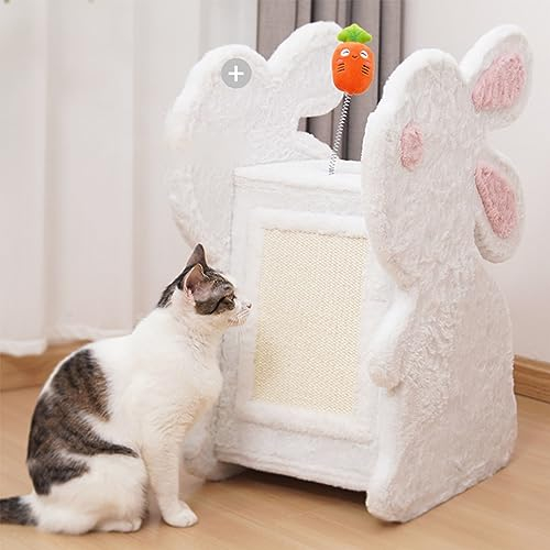Cat Tree Cute Rabbit Shape Cat Climbing Frame, Cat Scratching Post Modern Cat Scratcher for Small Medium Size Cats, Cat Tree with Plush Perch and Small Toys Cat Scratching Post