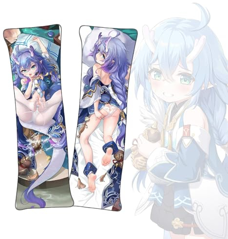 FDSAD Anime Kissenbezüge Honkai: Star Rail Bailu Anime Körper Kissen Dakimakura kurzer Plüschstoff doppelseitiger Körperkissenbezug