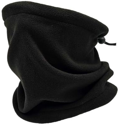 YHIJSR Echarpe Tube Polaire, Cache-Cou en Polaire, Cache-Cou avec Cordon,Polaire Neck Warmer,Echarpe Élastique Cou Gaiter Noir