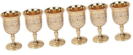 MAGICLULU 6piezas Copa De Vino Retro Dorada De Elegantes Vaso De Whisky Diseño Europeo Para Banquetes y Decoración Vintage