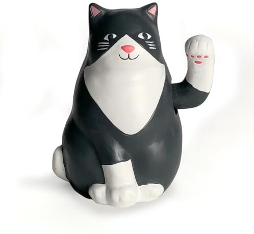 Kikkerland Solarbetriebene Katzenfigur: lustige Tierdekoration für Haus & Küche, Bürotisch, Garten, Auto, tolle Neuheit Spielzeug Statue, Display Regal Sammlerstück, Urlaub & Geburtstagsgeschenk