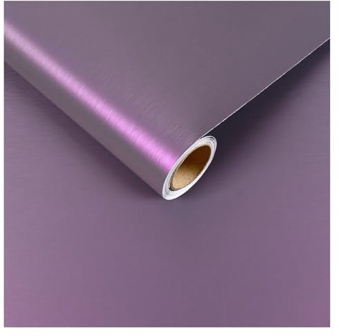 CRE8TIVE Purple Stainless Steel Wallpaper Textured Peel and Stick Metallic Effect Contact Paper Self Adhesive Waterproof Kitchen Vinyl Wrap for Bathroom 30cm x 200cm