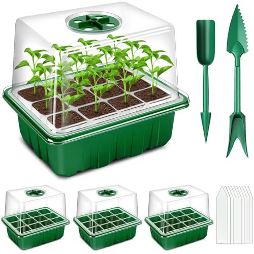 zociko Vassoi per Semi, 3 Pezzi Vassoi di Avviamento per Piantine dei semi con coperchio, Vassoio Germinazione, Semenzaio per Piantine Mini Serra per Piantine Semina Germinazione di Piante in Crescita
