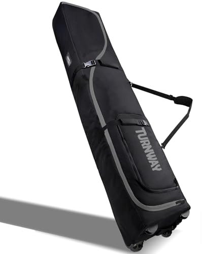 TurnWay Gepolsterte Skitasche mit Rädern für Flugreisen, doppelt rollende Snowboardtasche, strapazierfähig, wasserdicht, für Aufbewahrung und Transport von Snowboard/Skiausrüstung (schwarz)