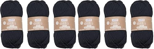 GLOREX 5 1004 55-3er Set Cotton aus 100% Baumwolle, je 50 g in Schwarz, vielseitig einsetzbar, weich und waschbar (Packung mit 2)