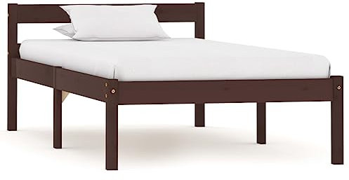 Youuihom Futon-Betten Schlafzimmer-Betten Hochbett Bettgestell Massivholzbett Dunkelbraun Kiefer 100x200 cm Geeignet für Schlafzimmer, Außenbereich, Wohnung, Arbeitszimmer