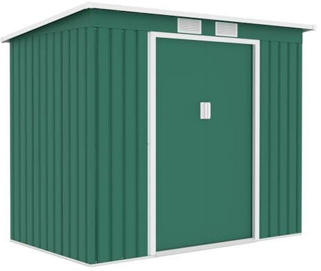 WeHome - Casetta da giardino In Acciaio Galvanizzato, Capanno Da Giardino 213x130x173 cm, Box Lamiera Zincata, Capanno Attrezzi Da Giardino