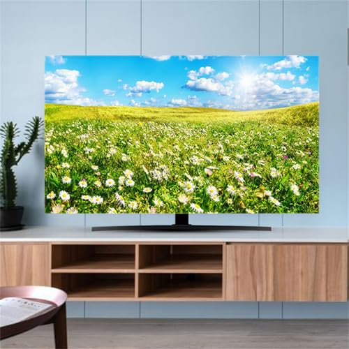Hixingo TV Staubschutzhülle, Landschaft TV Abdeckung Staubschutzhülle TV Abdeckung Schutzhülle Fernseher Fernsehabdeckung TV Schutzhülle Multifunktional (75inch,Gänseblümchen)