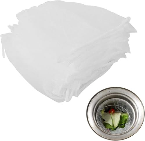 200 Stück Weiß Sink Filter Tasche,Elastische Waschbecken Sieb Tasche, Polyesterfaser Küchenspüle Sieb Tasche,Dehnbar Abflusssieb Netz mit Klein Masche,für Küche Bad Filtern von Schmutz,Haaren