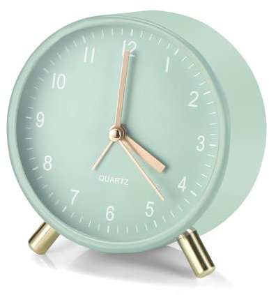 Pavlleen Wecker Analog Ohne Ticken, Analoger Wecker mit Alarmfunktion und Nachtlicht, Batteriebetrieben Wecker Ohne Ticken, Ruhiges Quarzuhrwerk, Tragbarer Reisewecker für Schlafzimmer, Büro