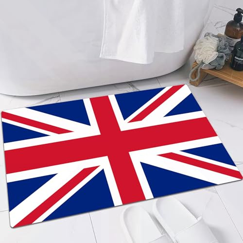 FSDGY Badvorleger Fußmatte Flauschig Teppich Badezimmerteppich Duschmatte für Bade & Wohnzimmer Schlafzimmer,Union Jack, traditionelle traditionelle Flagge des Vereinigten Königreichs, Mode,60x90 cm