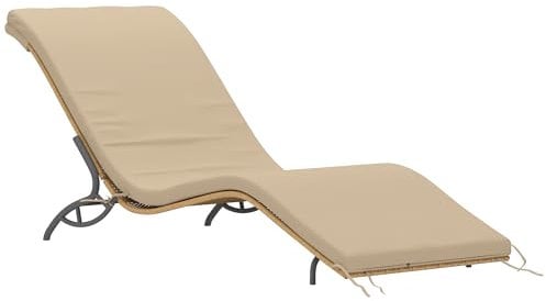 Outsunny Sonnenliege Polyrattan Wasserabweisend Gartenliege mit Kissen, wetterfest Liege 120 kg belastbar UV-bständig Relaxliege Liegestuhl Gartenmöbel für Garten Balkon Outdoor 166 x 63 x 76 cm Beige
