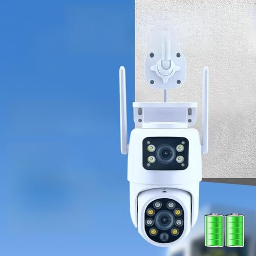 Tuya - Telecamera di sicurezza per esterni 4 MP WiFi con batteria e pannello solare - Telecamera di sorveglianza wireless a 360° con monitor, allarme, visione notturna, doppia lente e rilevatore di