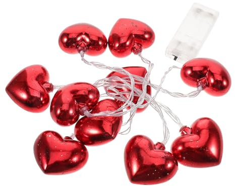 ULDIGI LED Herz Lichterkette mit Roten 10Leds 1,5 Meter Herzchen Lichterkette Valentinstag Deko Lichter Innen Kupferdraht Beleuchtung für Hochzeit Party und Geschenkideen