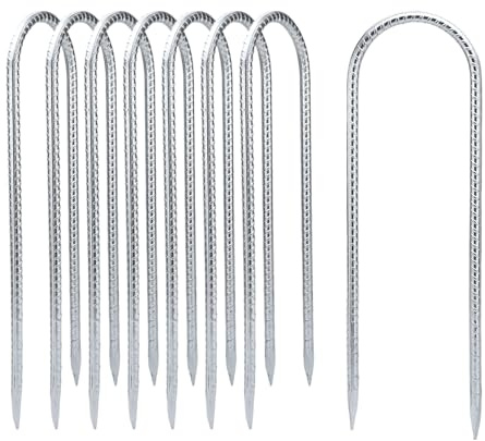 YANYUCB Bodenanker, verzinkter Stahl, Bewehrungsstäbe, Trampolinpfähle, 30,5 cm, robuste U-Haken, Bodenpfähle zur Befestigung von Zelten, Schaukelrahmen, Trampolinen, Gartenarbeit, 8 Stück