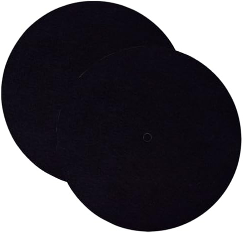 Vinyl Schallplattenspieler Pad aus Filz, 2 Stück, Schwarz | Schallplattenschutzpad für Plattenspieler, Zubehör für Vinyl, Einfache Form, Ersatz für Alte oder Defekte Matten