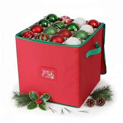 Relaxdays Weihnachtskugel Aufbewahrungsbox, 64 Kugeln, HxBxT: 33 x 33 x 33 cm, Polyester, Pappe, Kugelkiste, Farbwahl