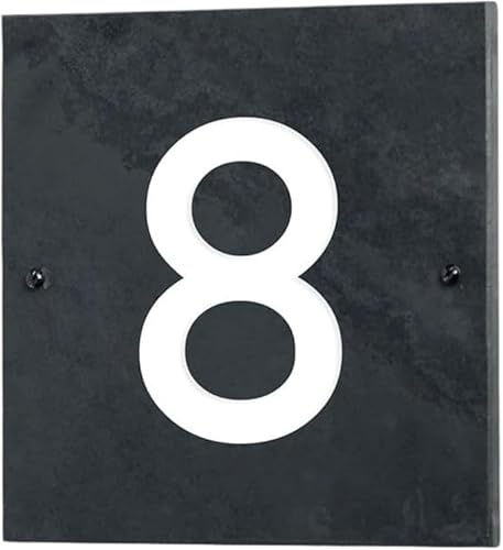 House Signs Direct Engraved Slate House Sign 15x15cm, Grey, Weatherproof | Deep-engraved grey slate plaque with screws and fixings, weather-resistant, ideal for outdoor door and gate mounting.