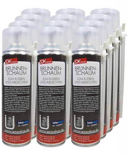 SDV Chemie Brunnenschaum B2 Montageschaum, 12x 500ml | Schachtschaum, Dämmschaum, Bauschaum